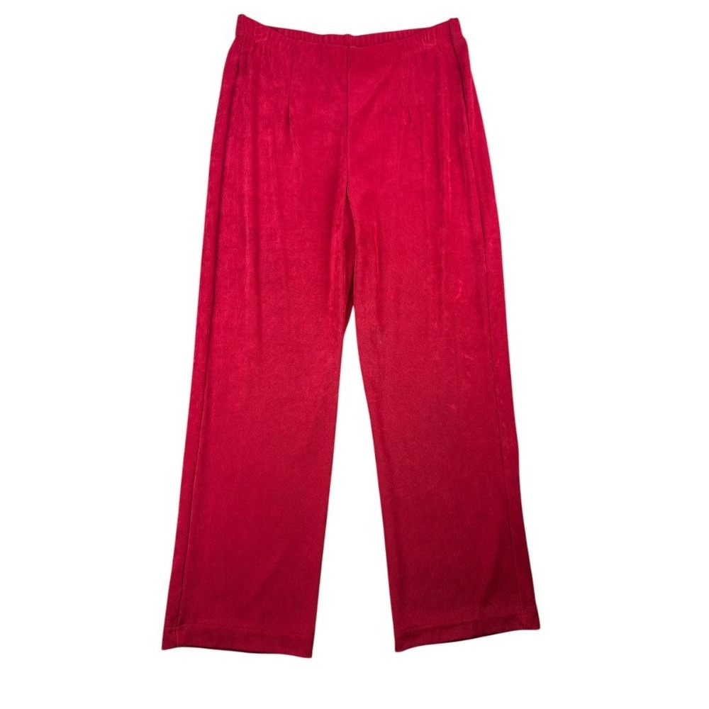 Chico’s Travelers Red Straight Leg Pants 0P Small Pull On Elastic Waist Relaxed